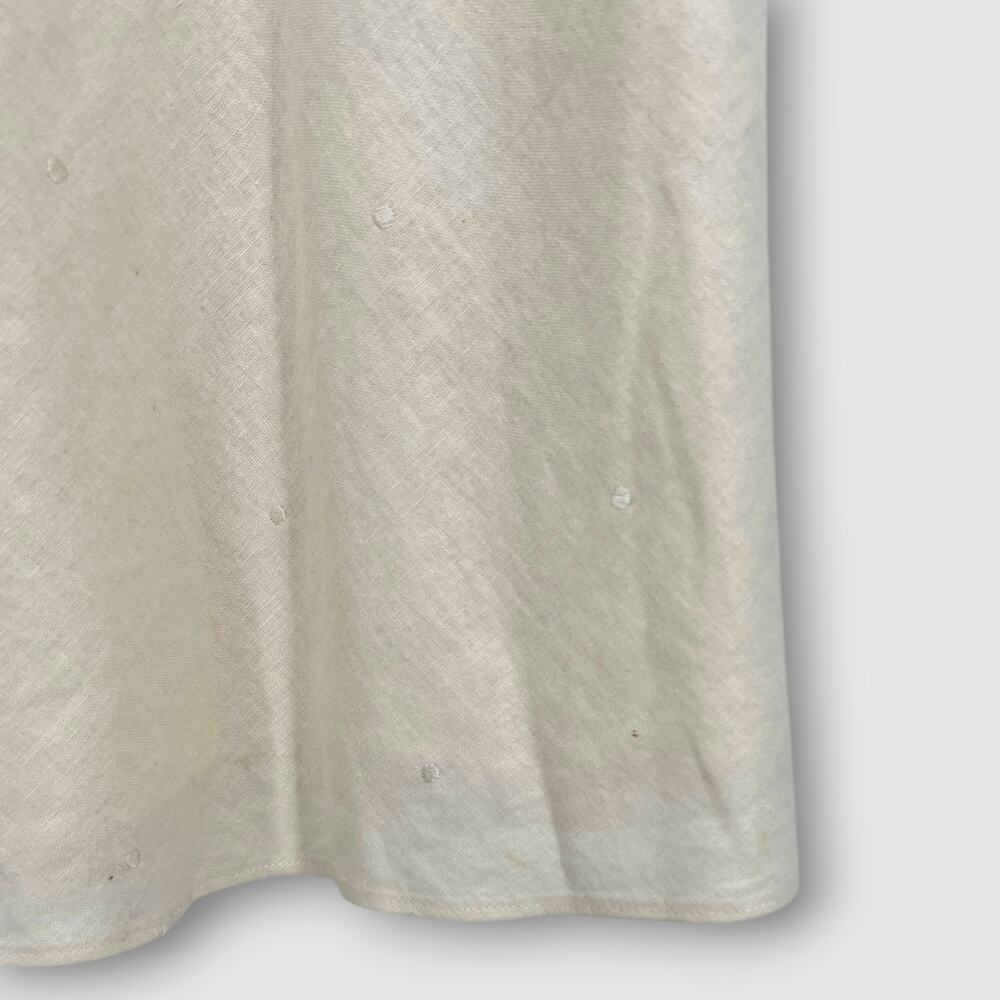 Vintage Ann Taylor Linen Embroidered Midi Dress Spaghetti Strap Ivory Size 4P - Picture 3 of 6